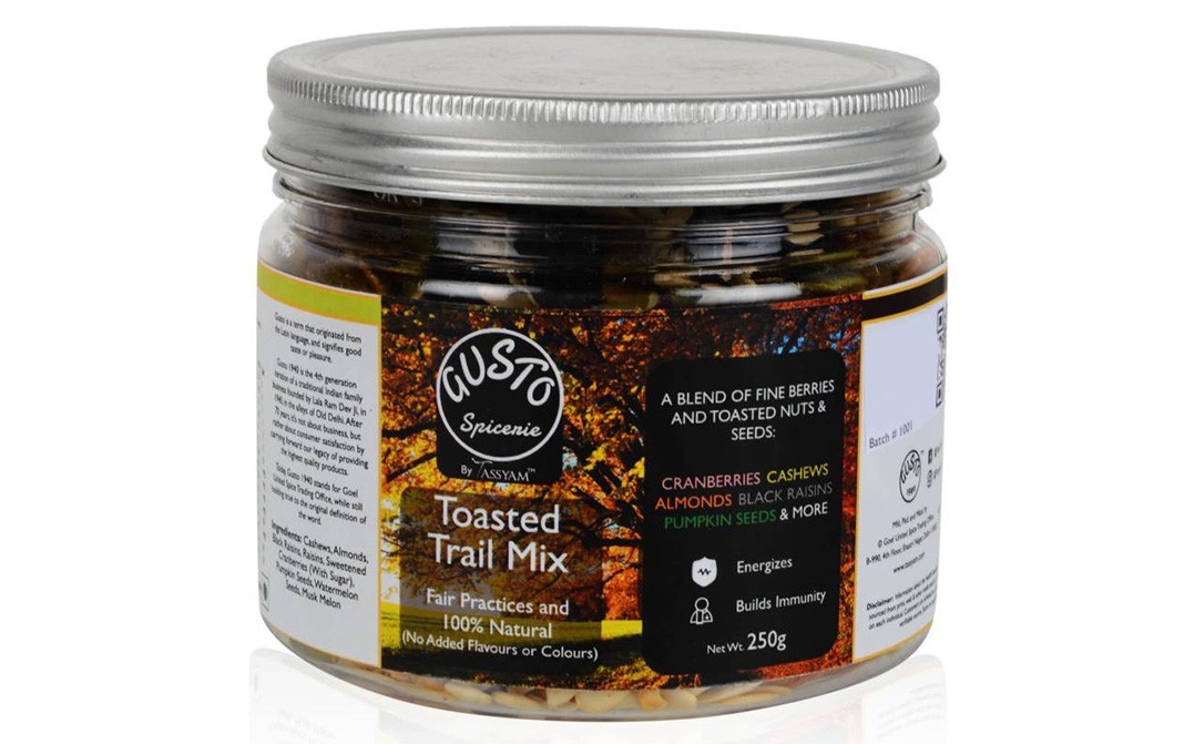 Tassyam Gusto Spicerie Toasted Trail Mix   Glass Jar  250 grams